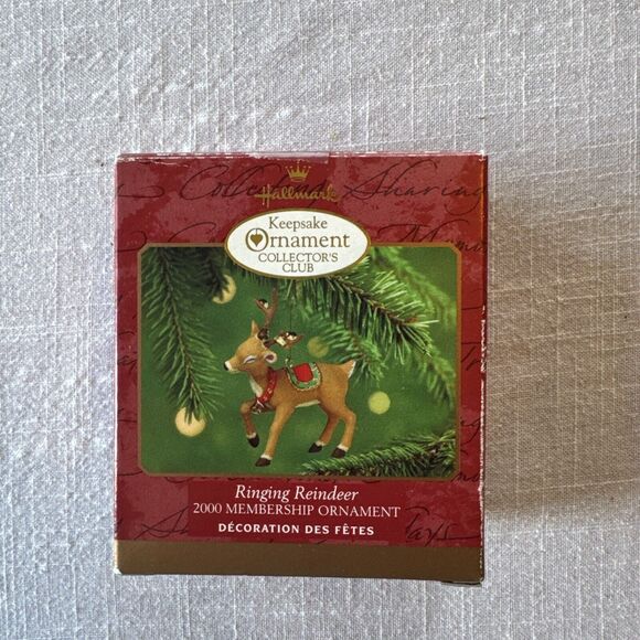 Vintage Hallmark 2000 Ringing Reindeer KOC Membership Christmas Ornament - Picture 2 of 11